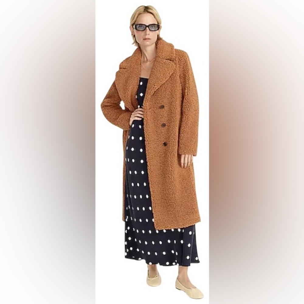 NWT J. Crew Double breasted Teddy Sherpa Topcoat Size Large